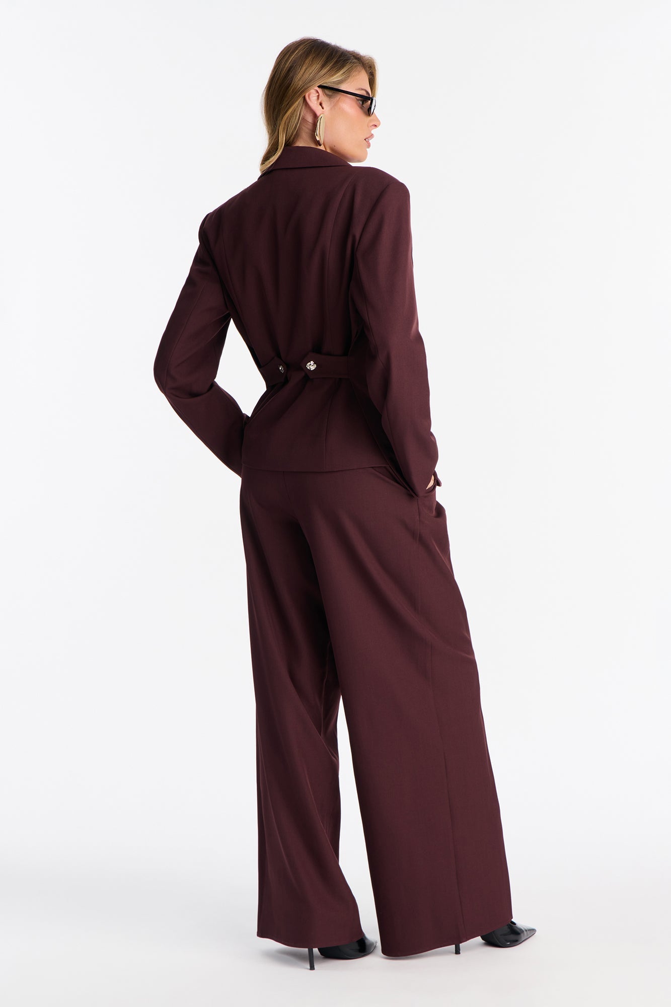 Brooke Blazer Pant Set - Eggplant