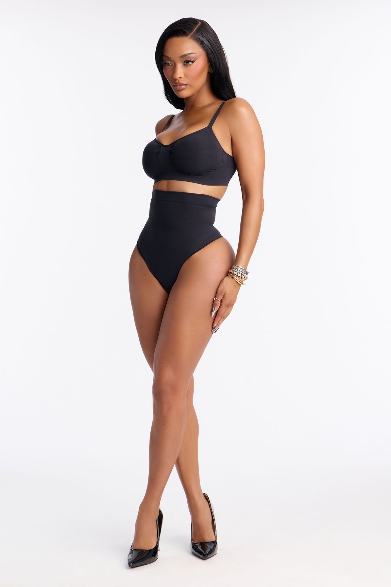 Nova Seamless Sculpt Strong Compression High Waisted Thong - Black
