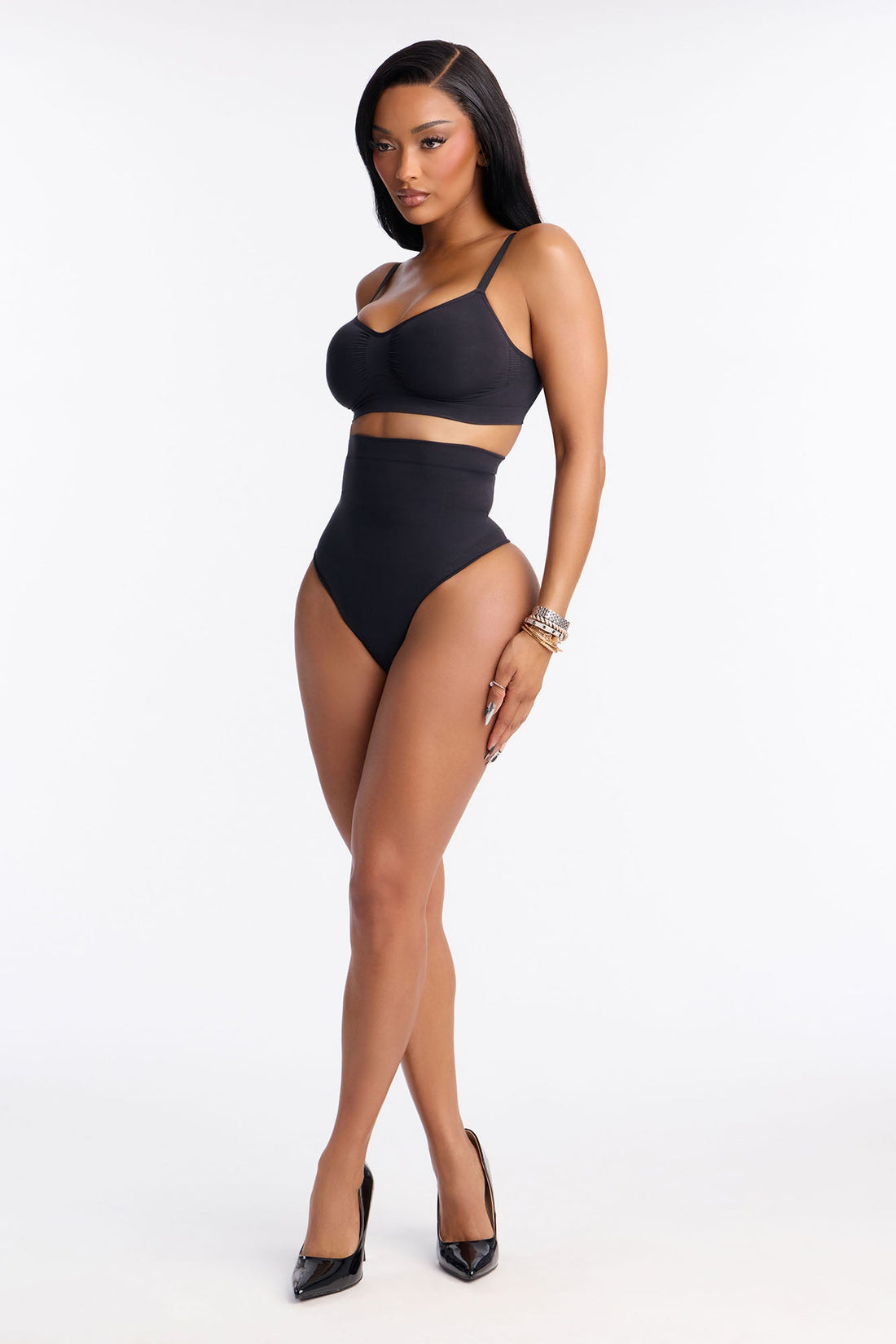Nova Seamless Sculpt Strong Compression High Waisted Thong - Black
