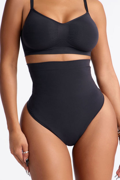 Nova Seamless Sculpt Strong Compression High Waisted Thong - Black