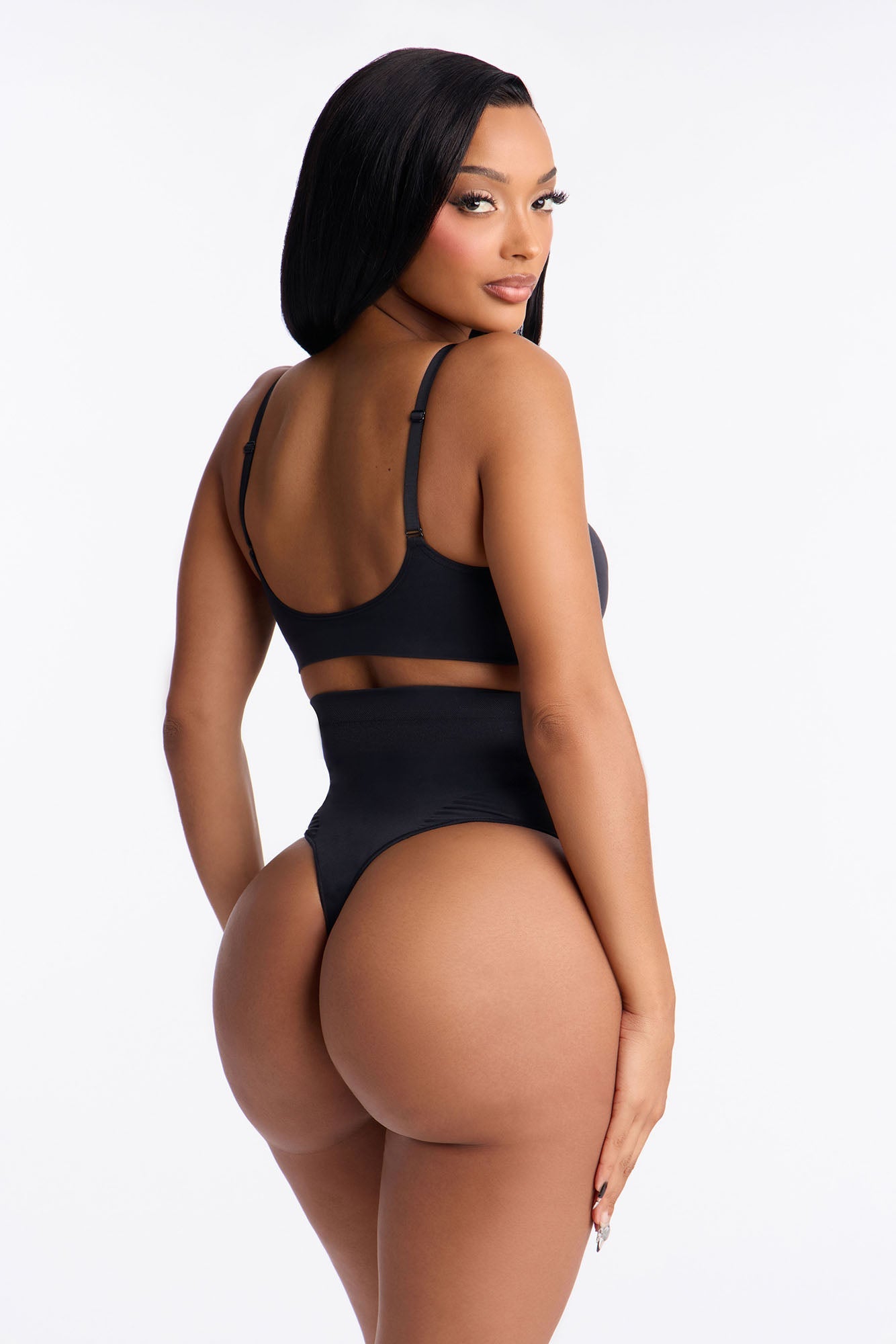 Nova Seamless Sculpt Strong Compression High Waisted Thong - Black