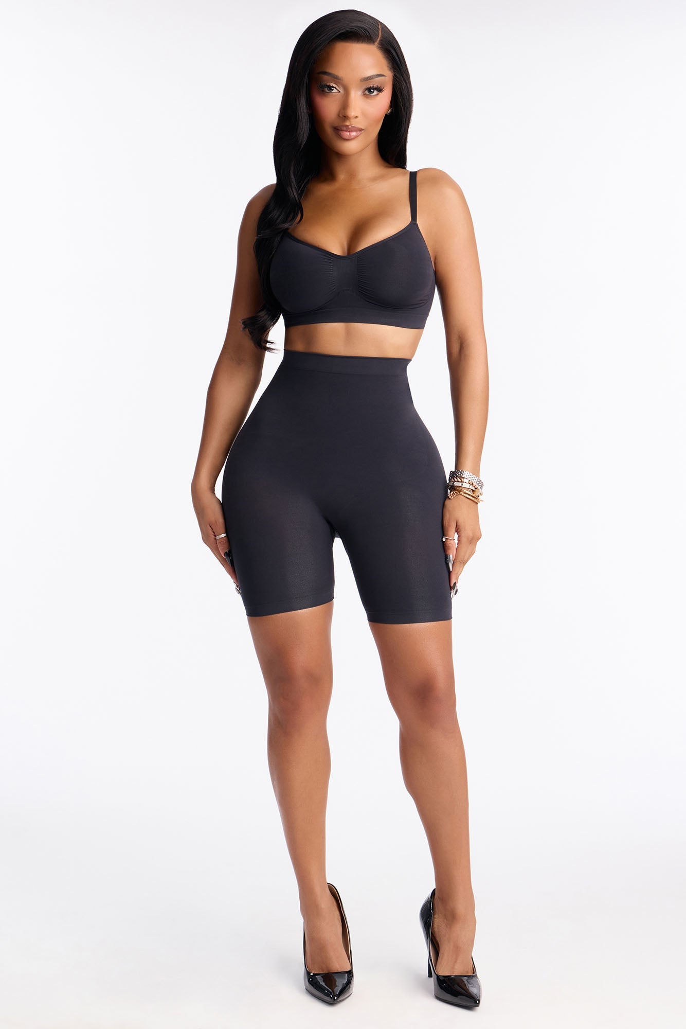 Nova Sculpt Seamless Strong Compression Thigh Shaper - Black