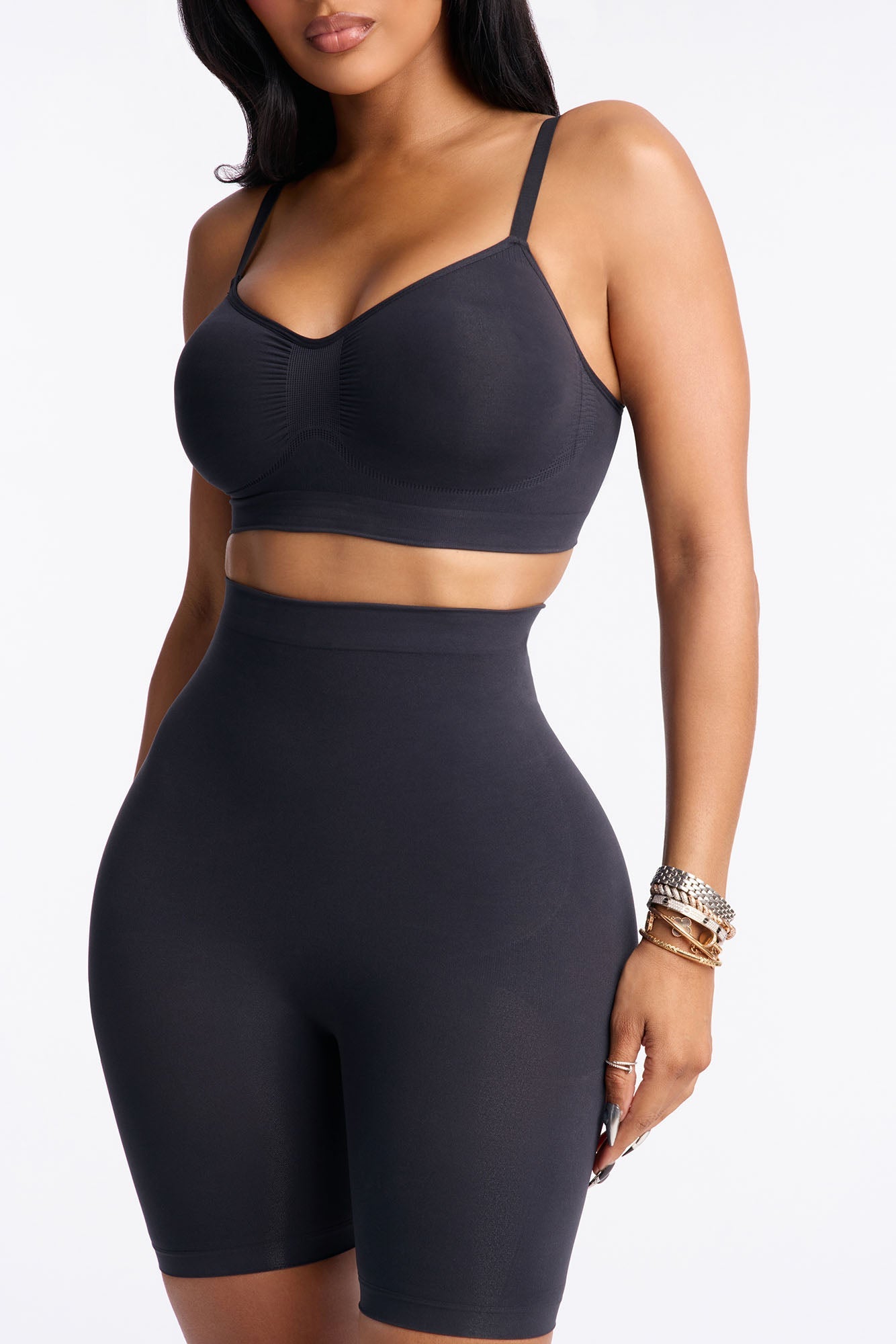 Nova Sculpt Seamless Strong Compression Thigh Shaper - Black