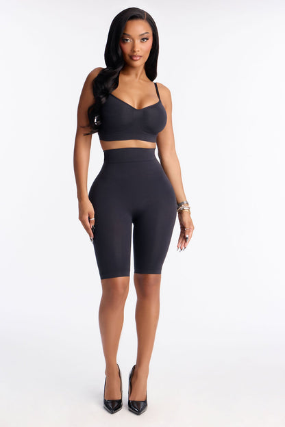 Nova Sculpt Seamless Strong Compression High Waisted Thigh Shaper - Black