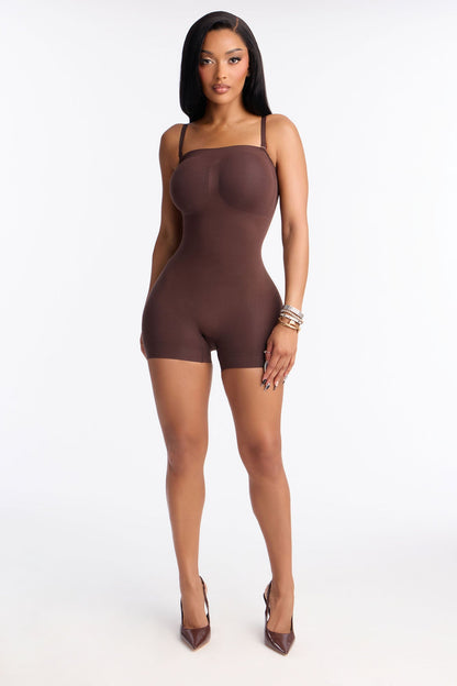 Nova Sculpt Seamless Strong Compression Strapless Shortie Bodysuit - Coco