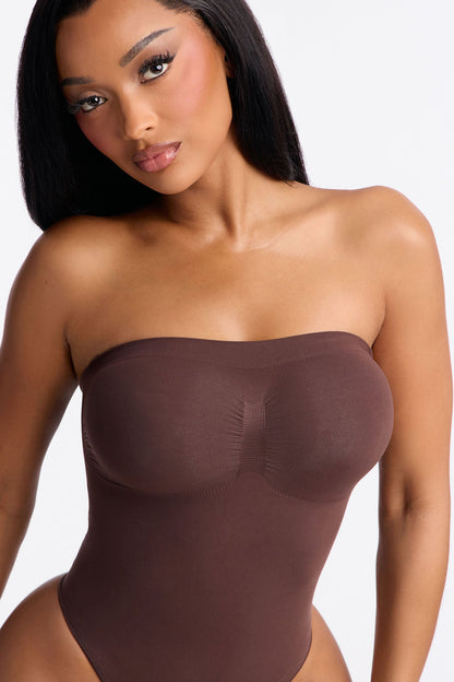 Nova Sculpt Seamless Strong Compression Strapless Thong Bodysuit - Coco