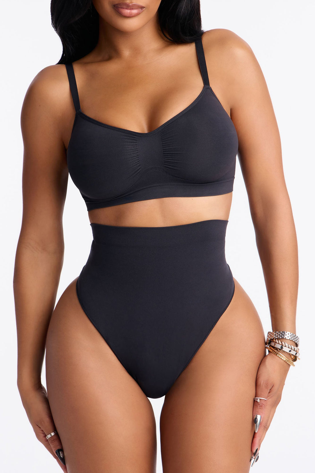 Nova Sculpt Seamless Strong Compression Mid Waist Thong - Black