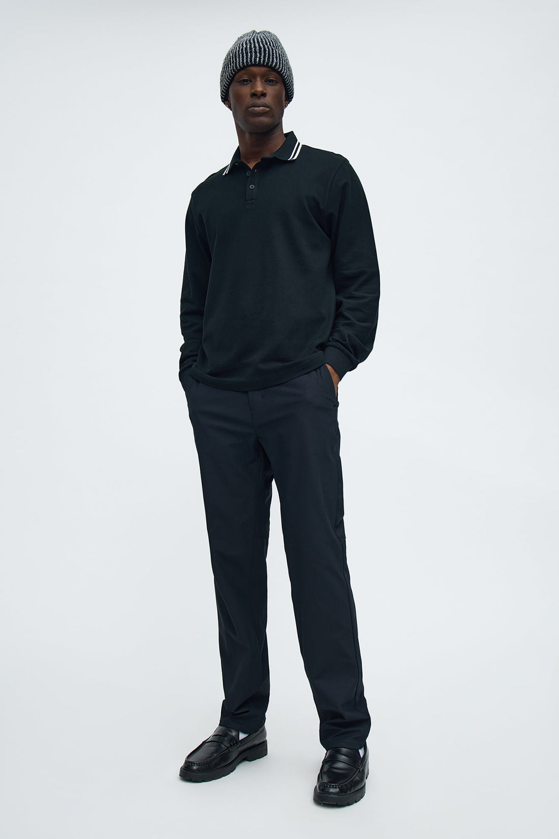 Wilson Long Sleeve Polo - Black