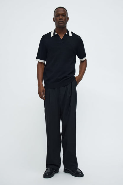 Capri In Fall Knitted Polo - Black/combo