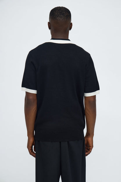 Capri In Fall Knitted Polo - Black/combo