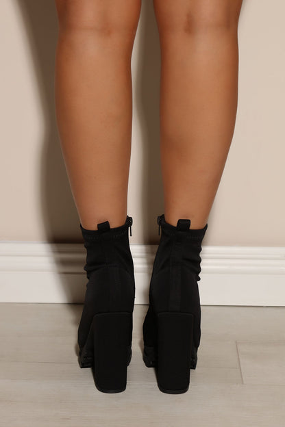 On My Own Time Lug Sole Booties - Black