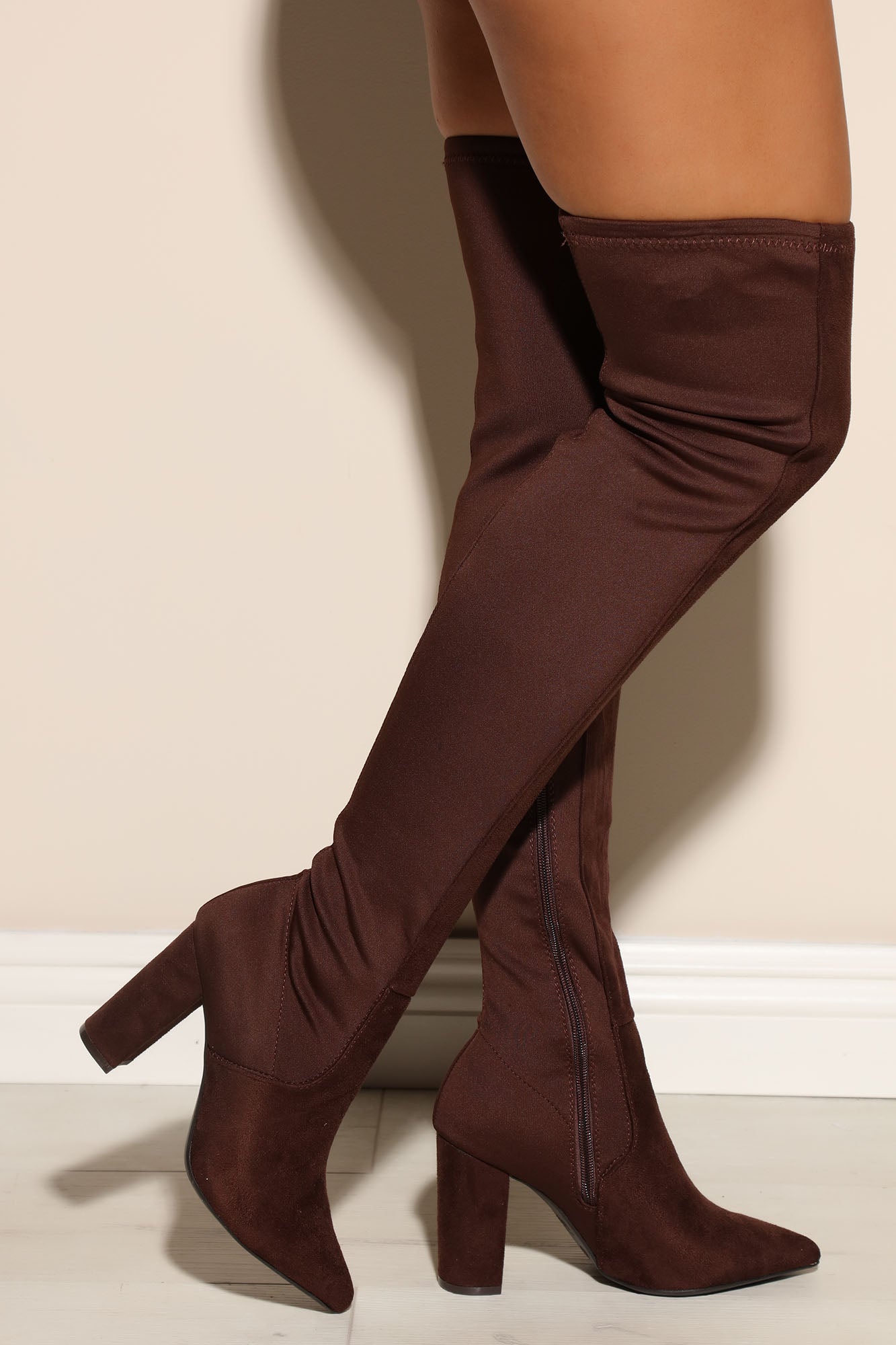 Set The Bar Over The Knee Boots - Brown