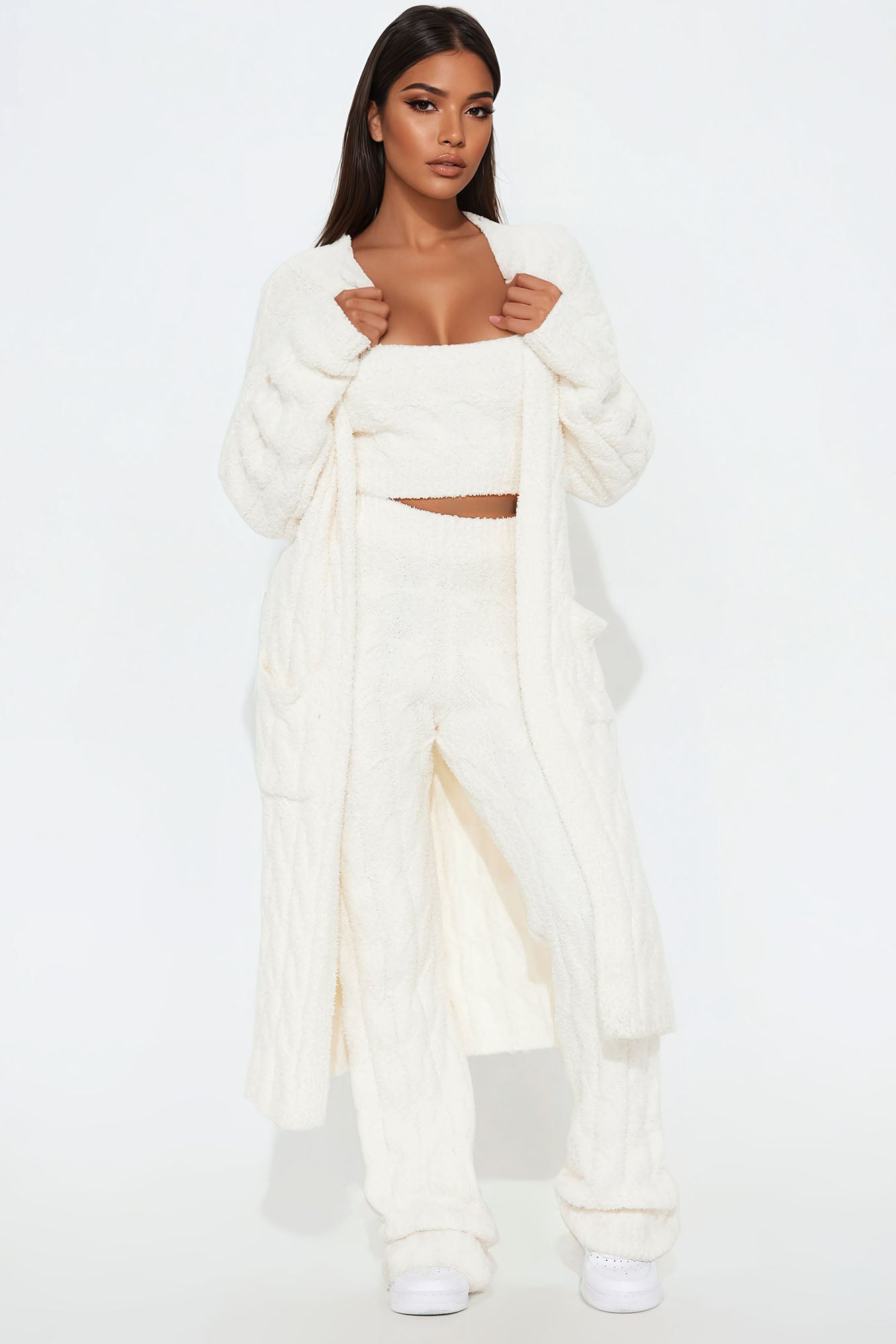 Good Mood 3 Piece Cozy Pant Set - Cream