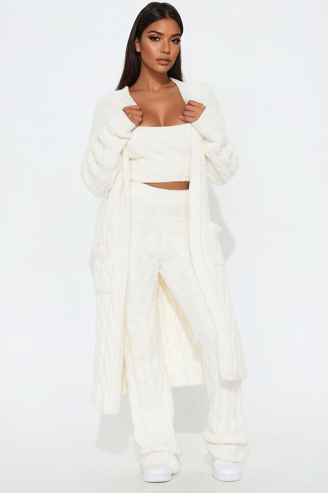 Good Mood 3 Piece Cozy Pant Set - Cream