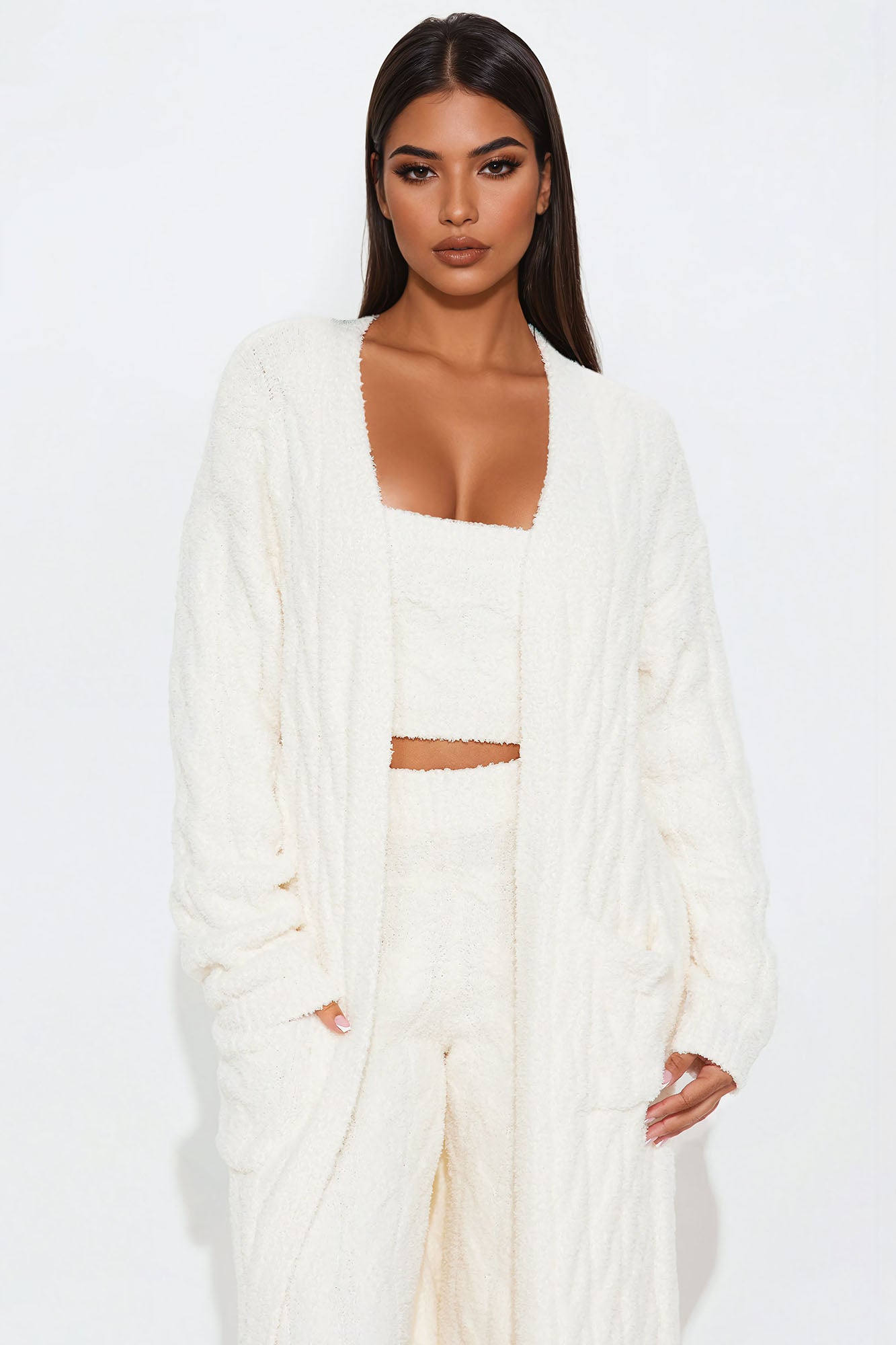 Good Mood 3 Piece Cozy Pant Set - Cream