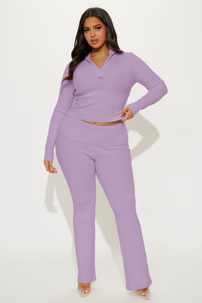 Sheena Sweater Foldover Pant Set - Lavender
