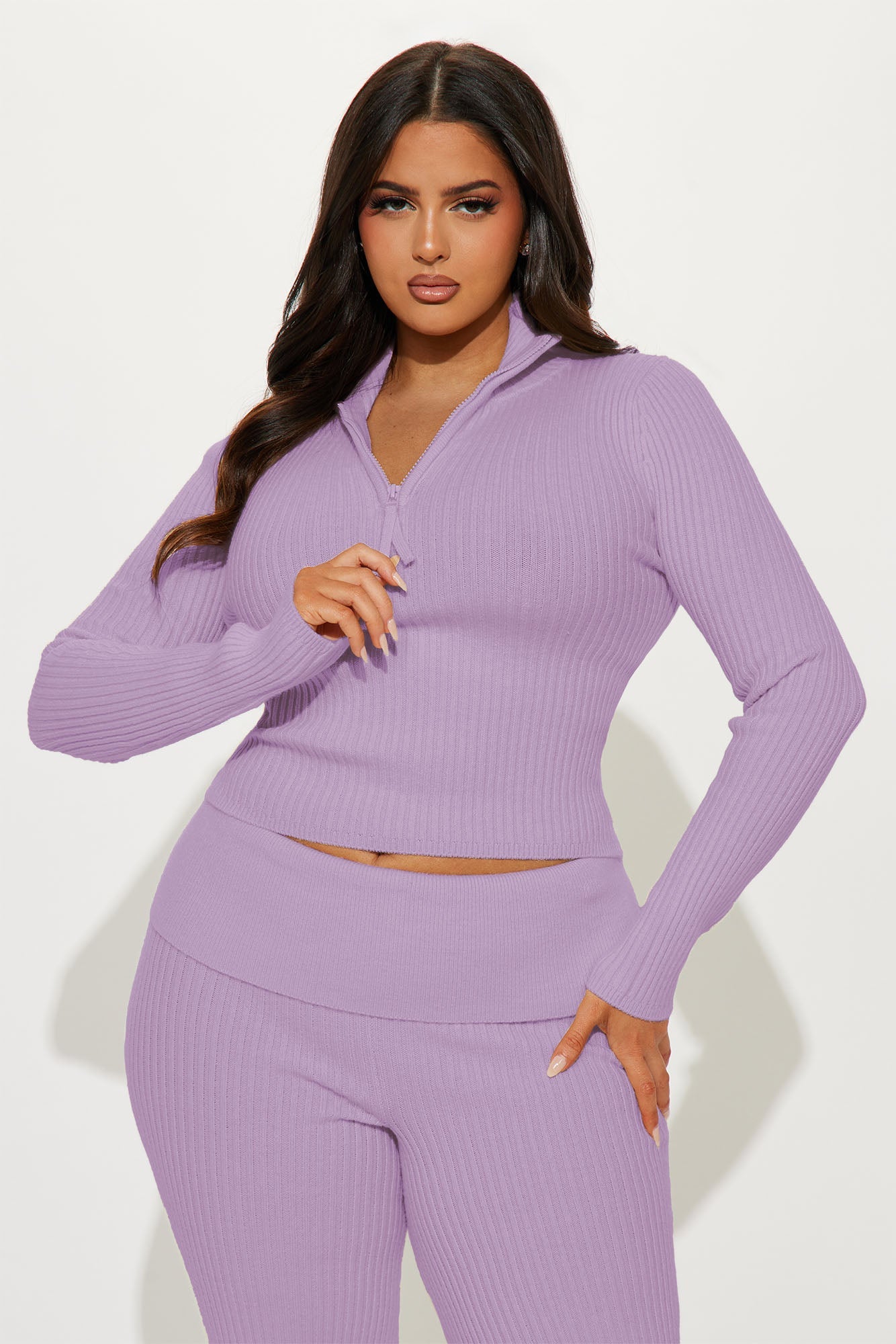 Sheena Sweater Foldover Pant Set - Lavender