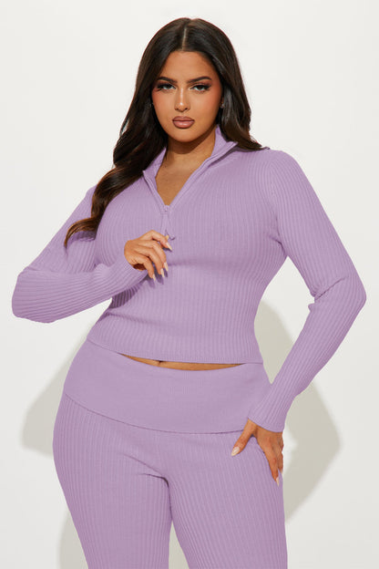 Sheena Sweater Foldover Pant Set - Lavender
