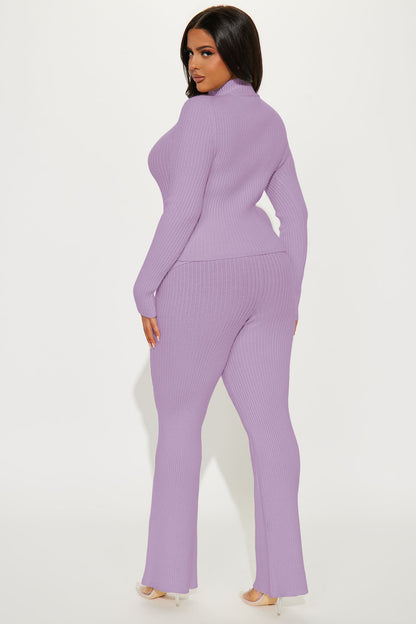 Sheena Sweater Foldover Pant Set - Lavender
