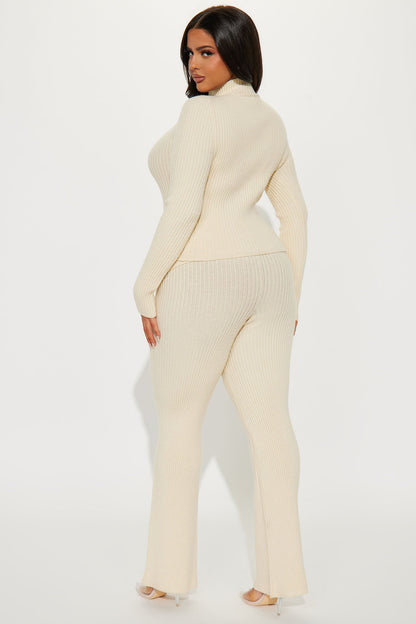 Sheena Sweater Foldover Pant Set - Cream