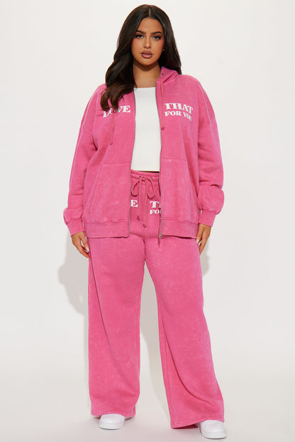 Love That Oversized Fleece Sweatsuit Set - Pink
