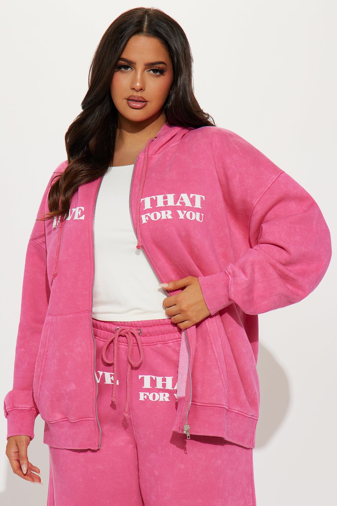 Love That Oversized Fleece Sweatsuit Set - Pink