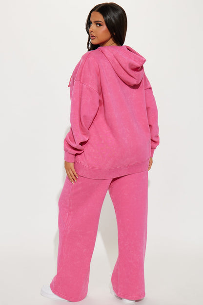 Love That Oversized Fleece Sweatsuit Set - Pink