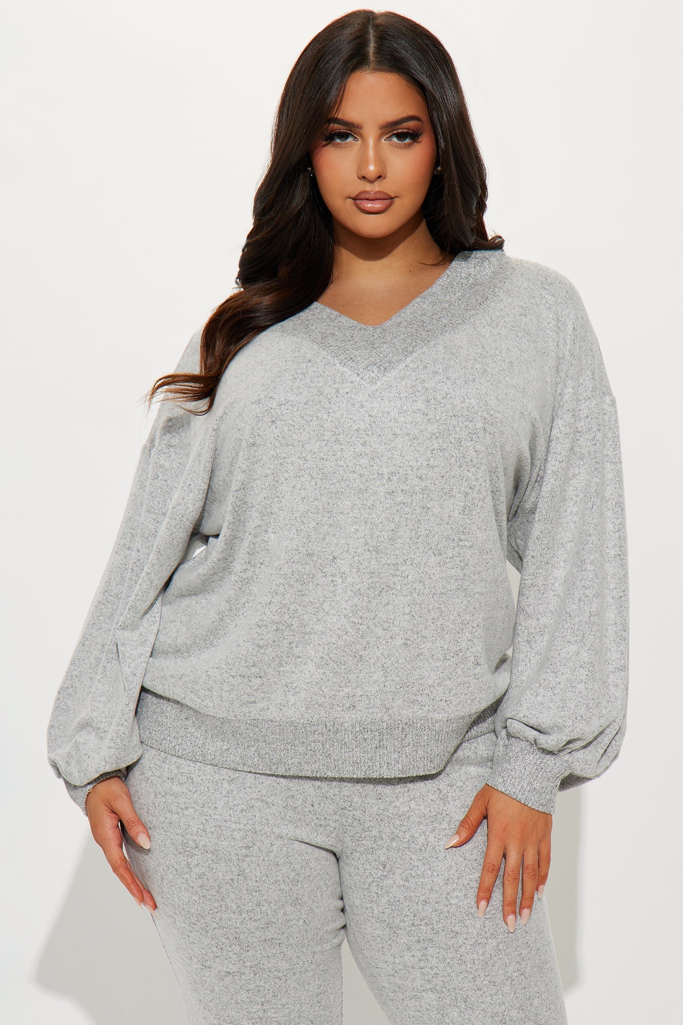 Simple Favor Hacci Flare Leg Pant Set - Heather Grey
