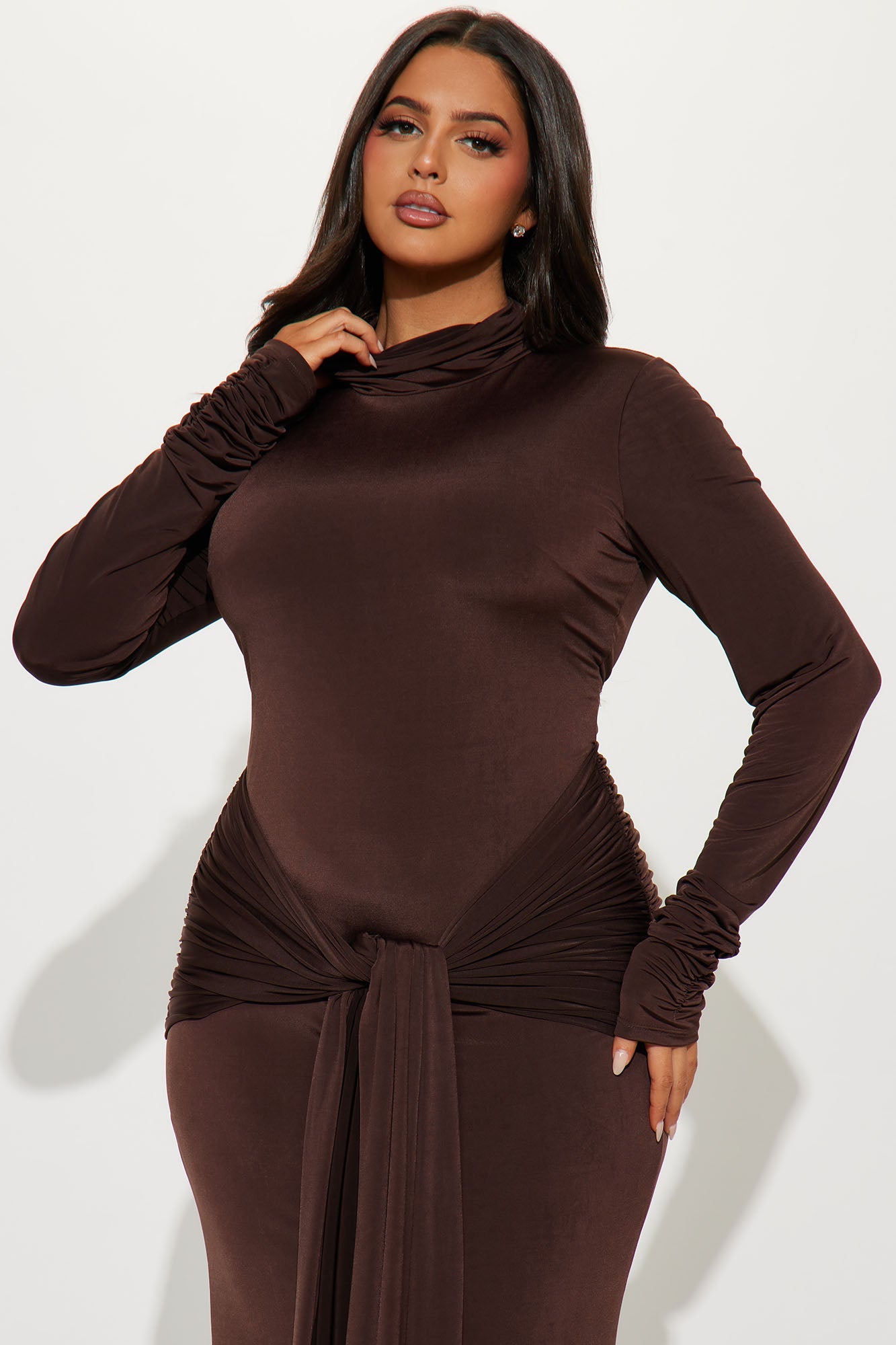 Sienna Long Sleeve Maxi Dress - Chocolate