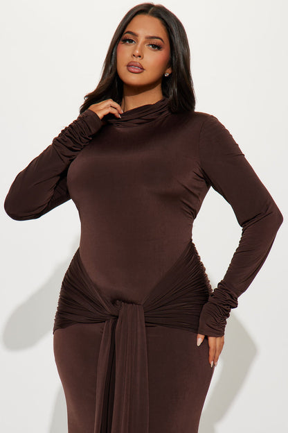 Sienna Long Sleeve Maxi Dress - Chocolate