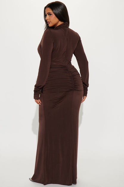 Sienna Long Sleeve Maxi Dress - Chocolate