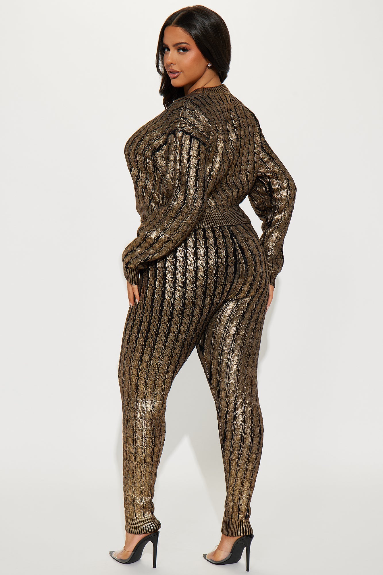 Lily Metallic Sweater Legging Set - Gold