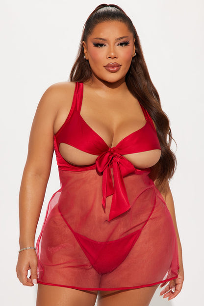 Abby Bow Tie Front Babydoll - Red