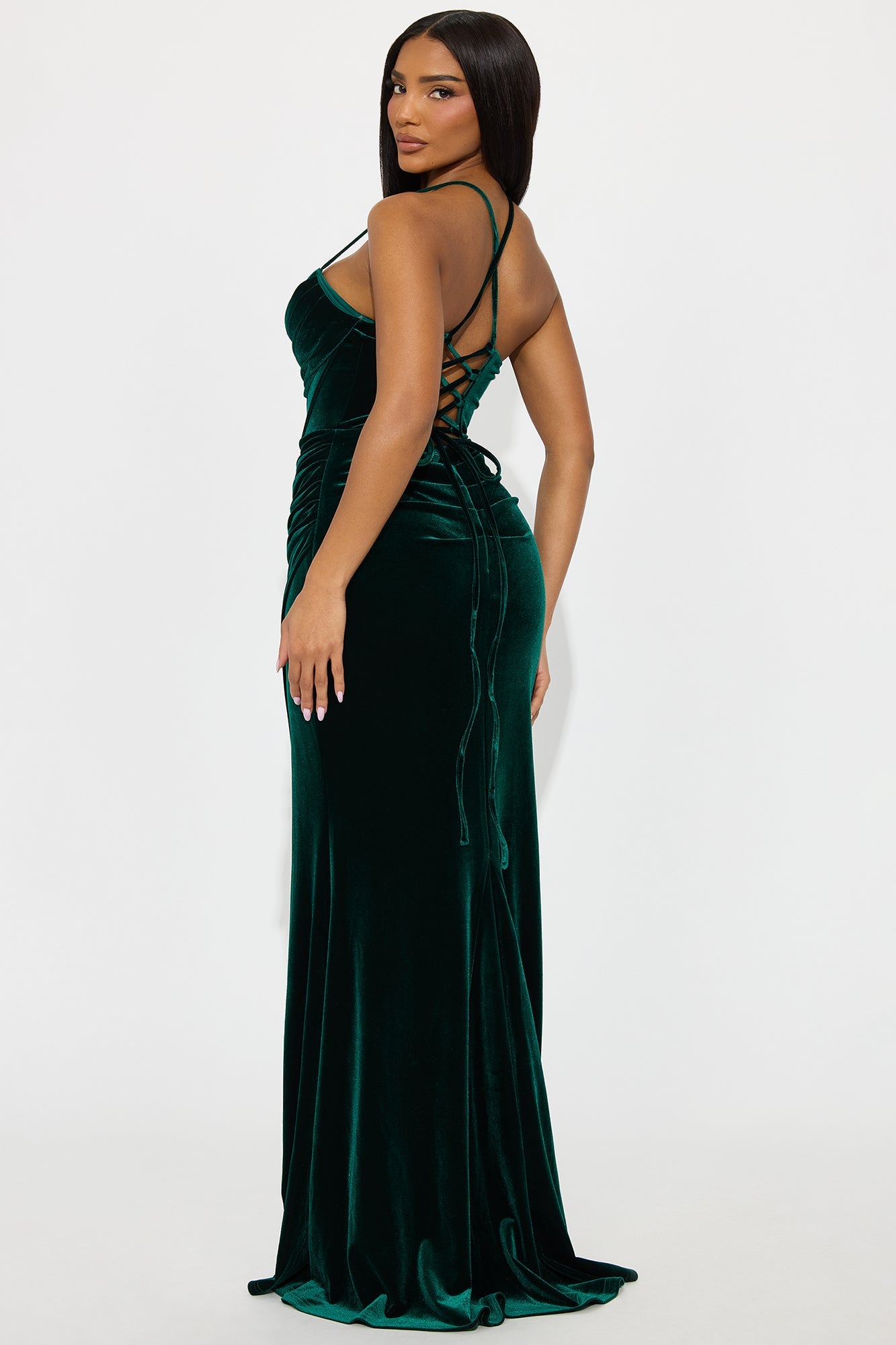 My Type Velvet Maxi Gown - Hunter