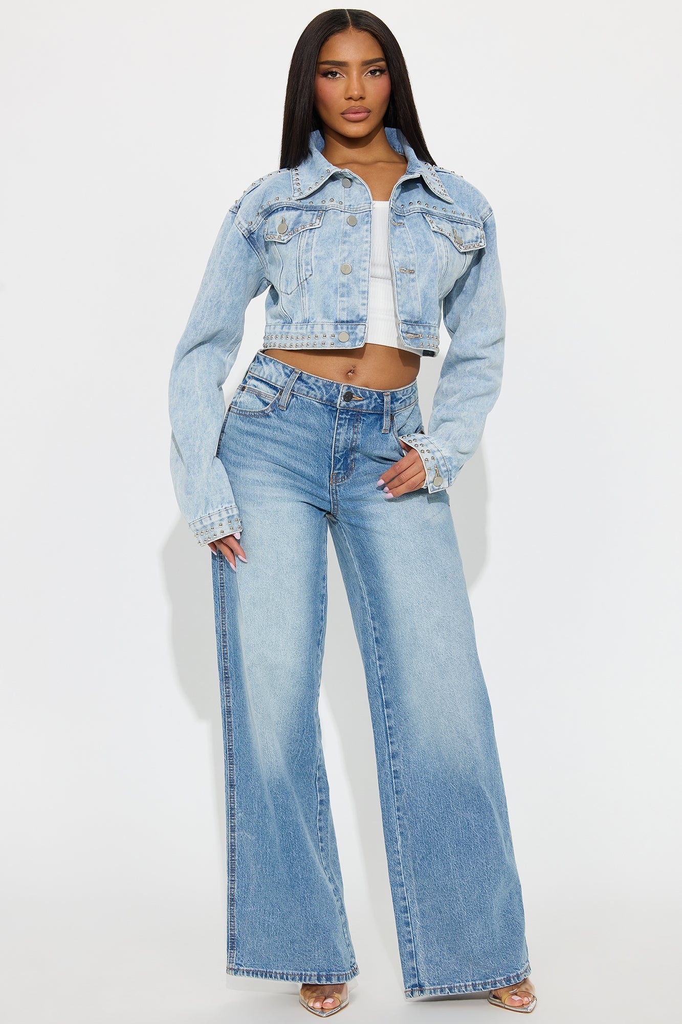 City Of Studs Denim Jacket - Light Wash