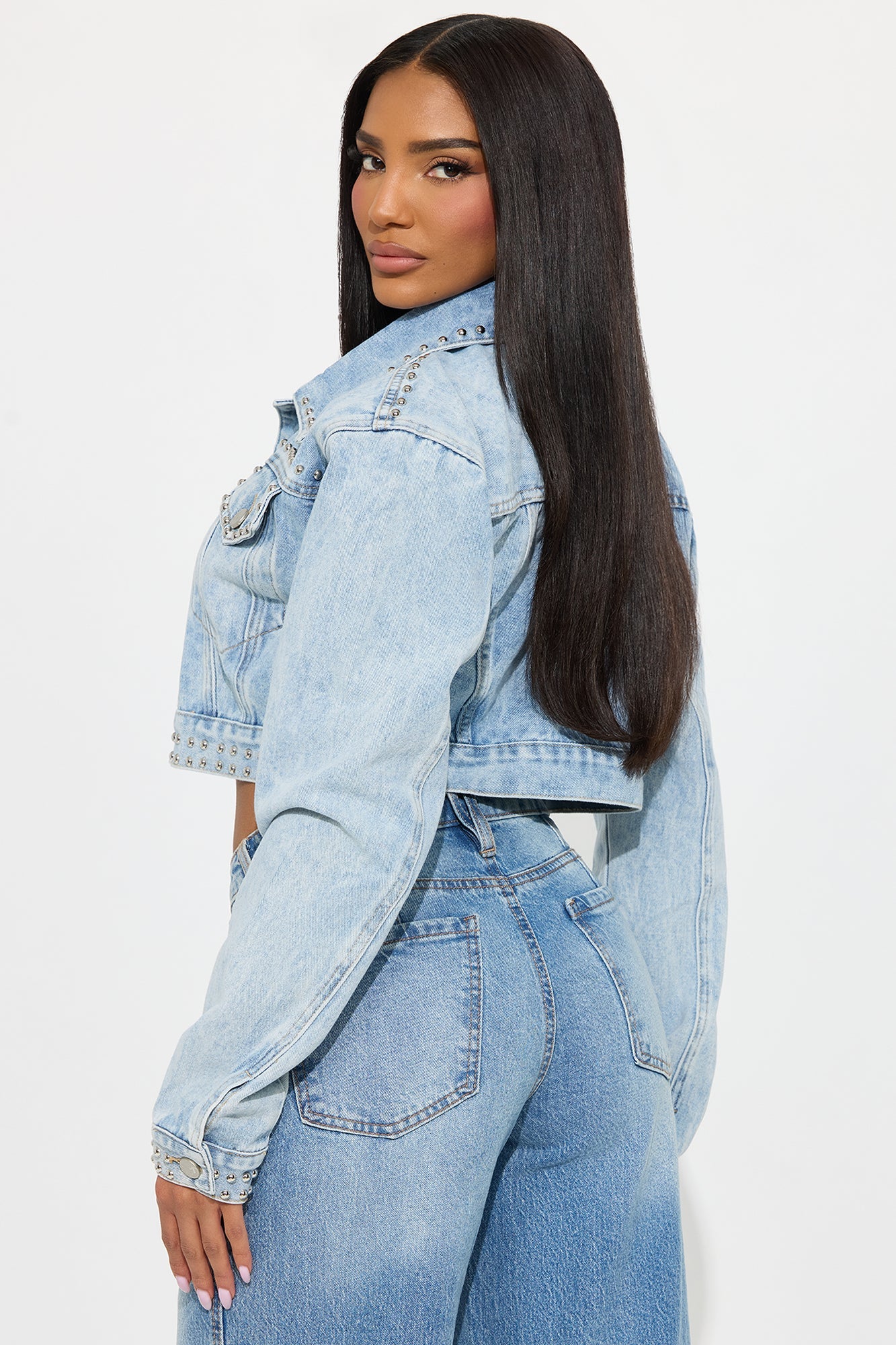 City Of Studs Denim Jacket - Light Wash