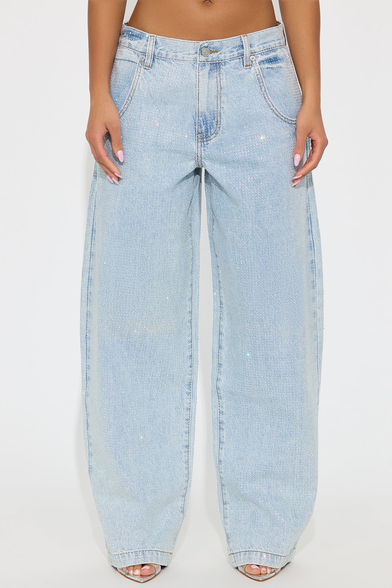 Monaco Sparkles Rhinestone Jean - Light Wash