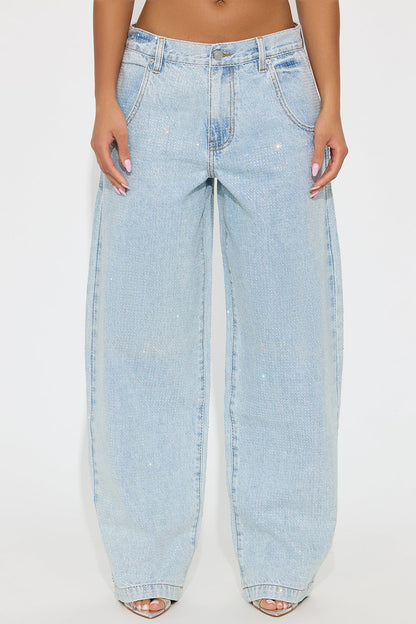 Monaco Sparkles Rhinestone Jean - Light Wash