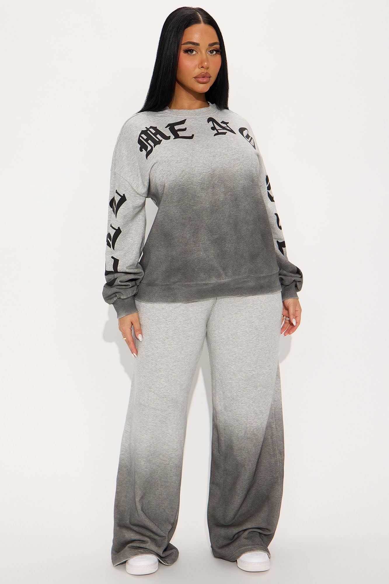Tell Me No Lies Wide Leg Pant Set - Grey