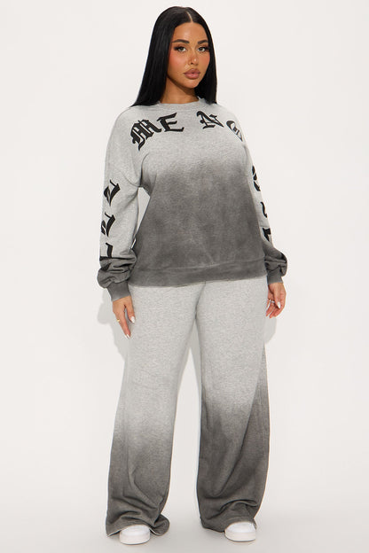 Tell Me No Lies Wide Leg Pant Set - Grey
