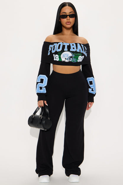 Football 1992 Off Shoulder Legging Set - Black