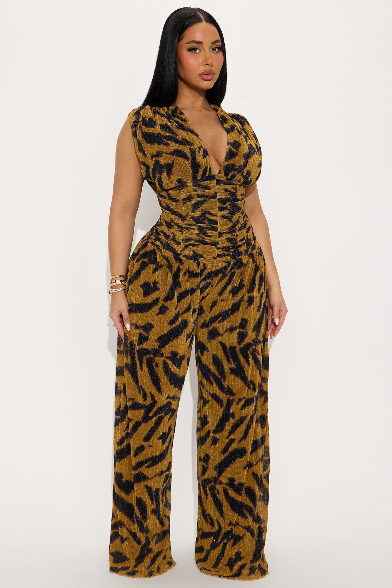 Animal Attraction Wide Leg Jumpsuit - Gold