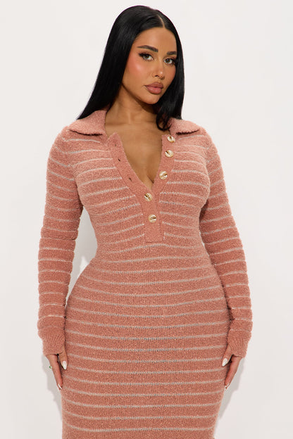Not Too Much Sweater Maxi Dress - Camel