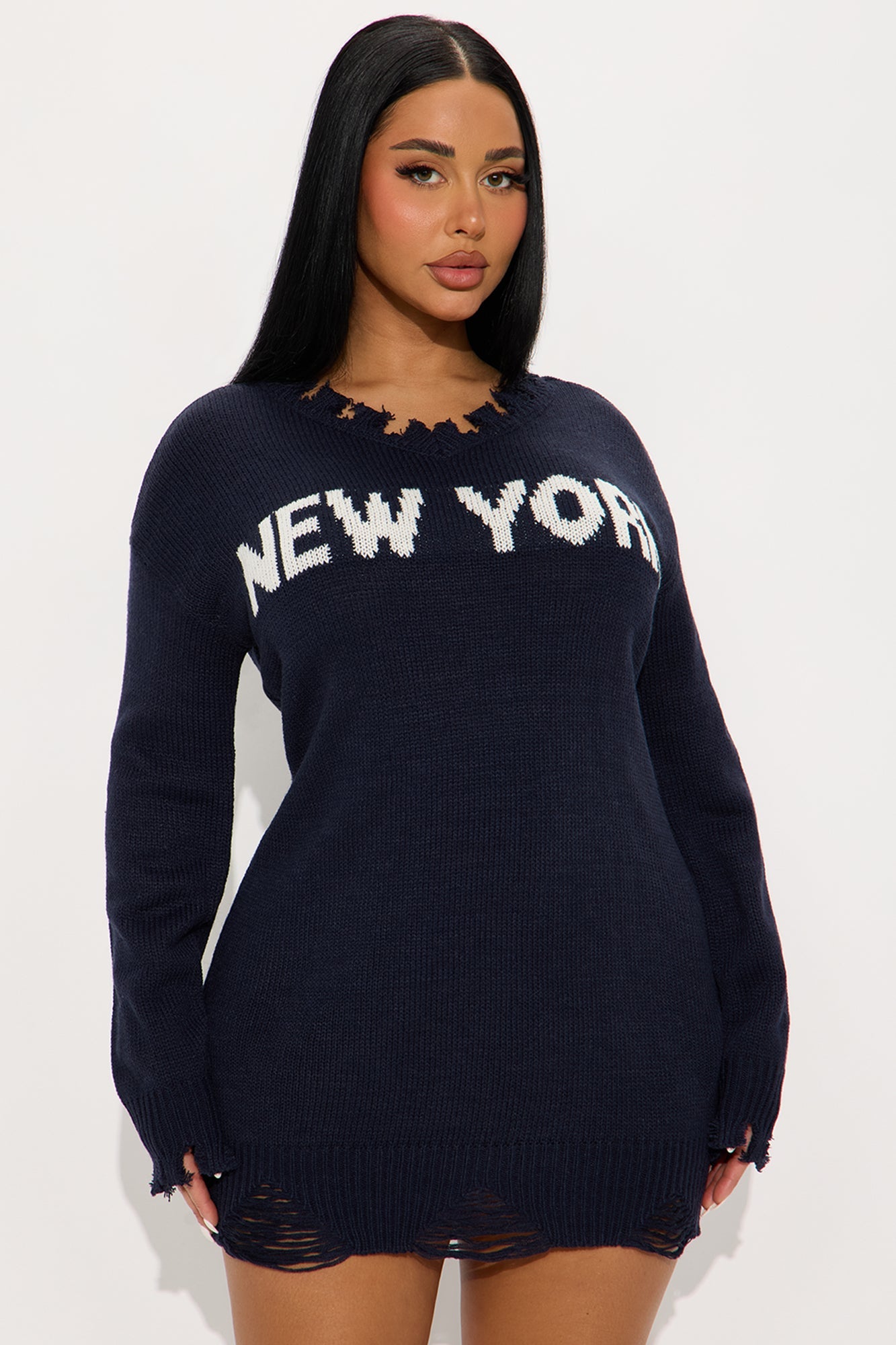 Bronx Sweater Mini Dress - Navy