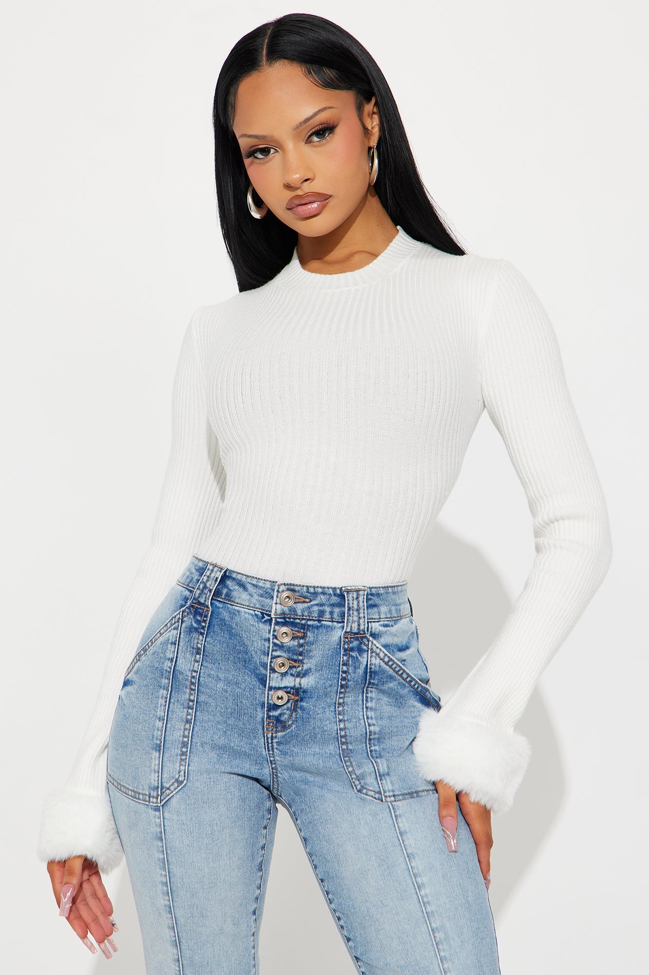 Cuff Me Up Ribbed Pullover Sweater - Ivory