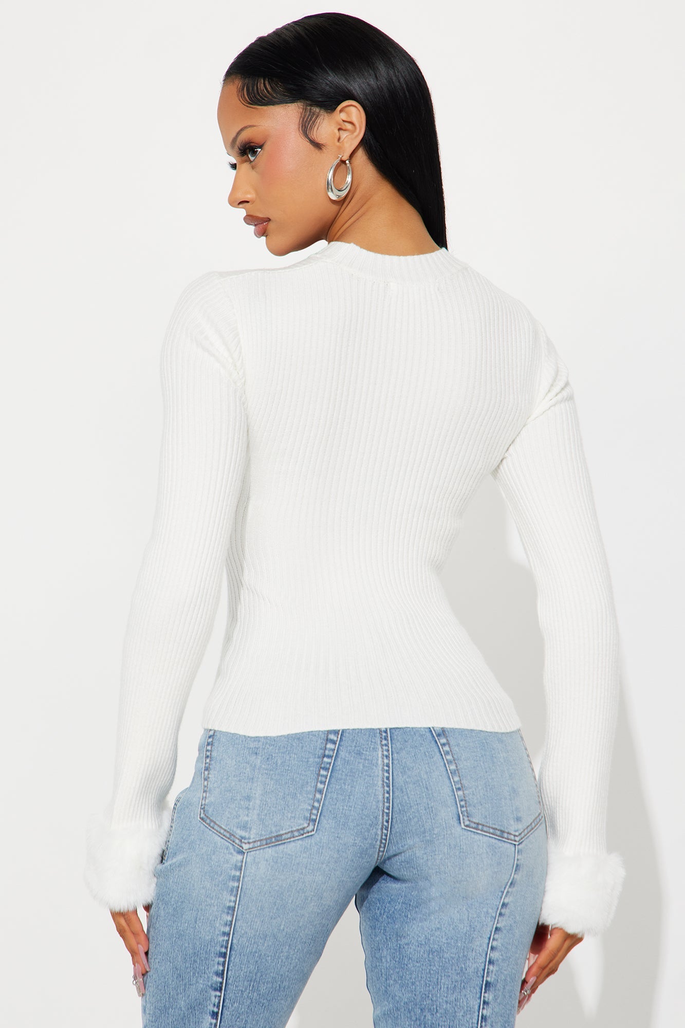 Cuff Me Up Ribbed Pullover Sweater - Ivory