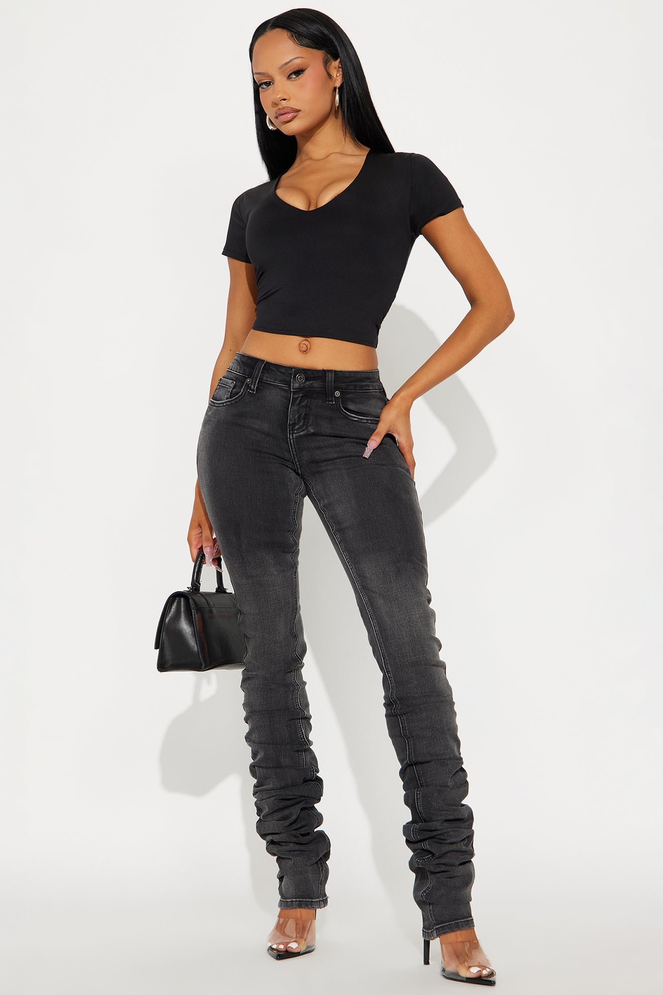 Barely There Stacked Skinny Jeans - Black Wash