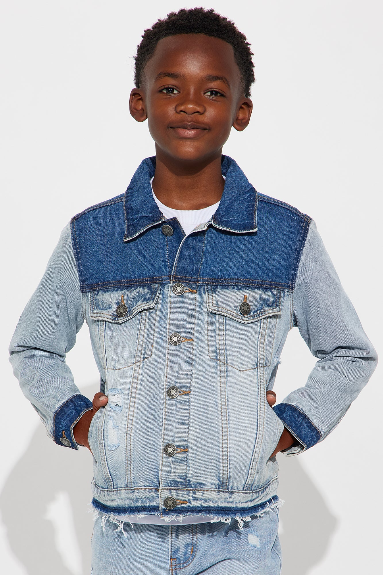 Mini Ruthless Back Hit Denim Trucker Jacket - Light Blue Wash