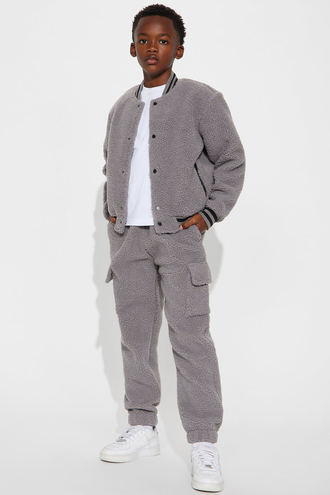 Mini Teddy Varsity Sherpa Pant - Grey