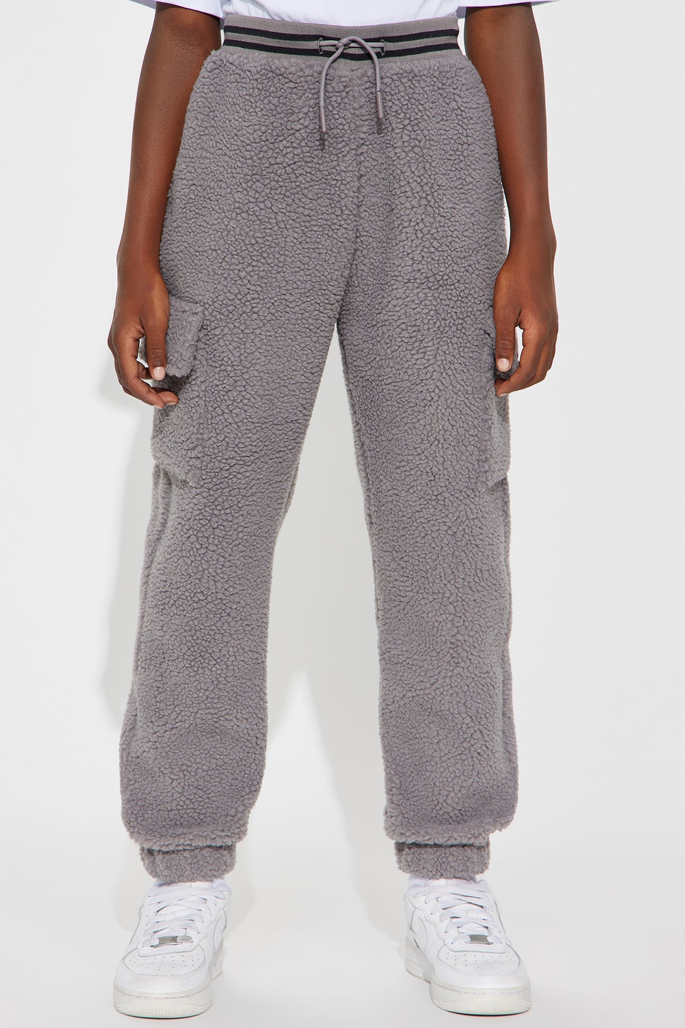 Mini Teddy Varsity Sherpa Pant - Grey